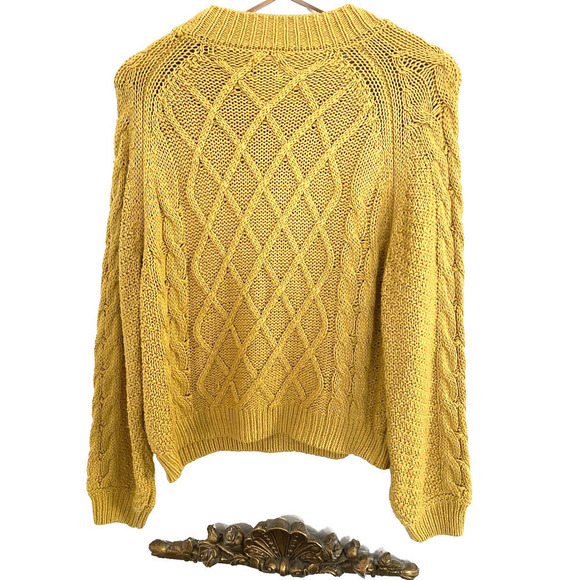 NEELY XS chunky oversized yellow knitted sweater - Picture 2 of 4
